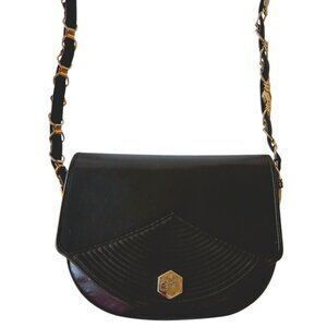 RARE Vintage Revillon French Half-Moon/Saddlebag Quilted Leather Antique Handbag